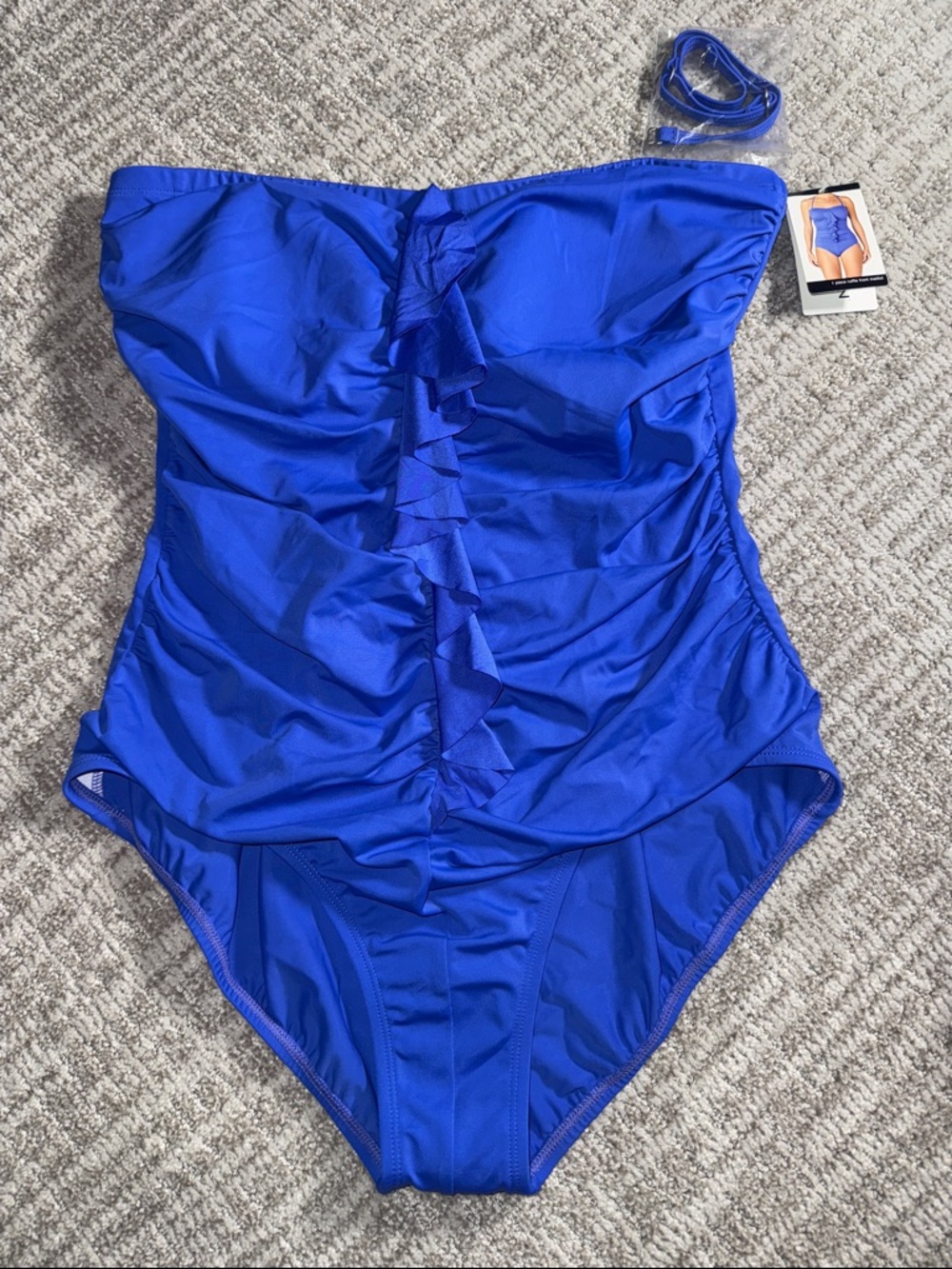 NEW Jantzen 16 one-piece ruffled front maillot bandeau-style neckline swimsuit